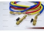 AC charging hoses with shut-off valves