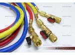 AC charging hoses with shut-off valves