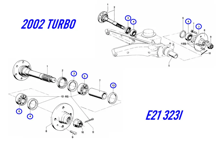 BMW E21 323i & 2002 Turbo rear wheel bearing set