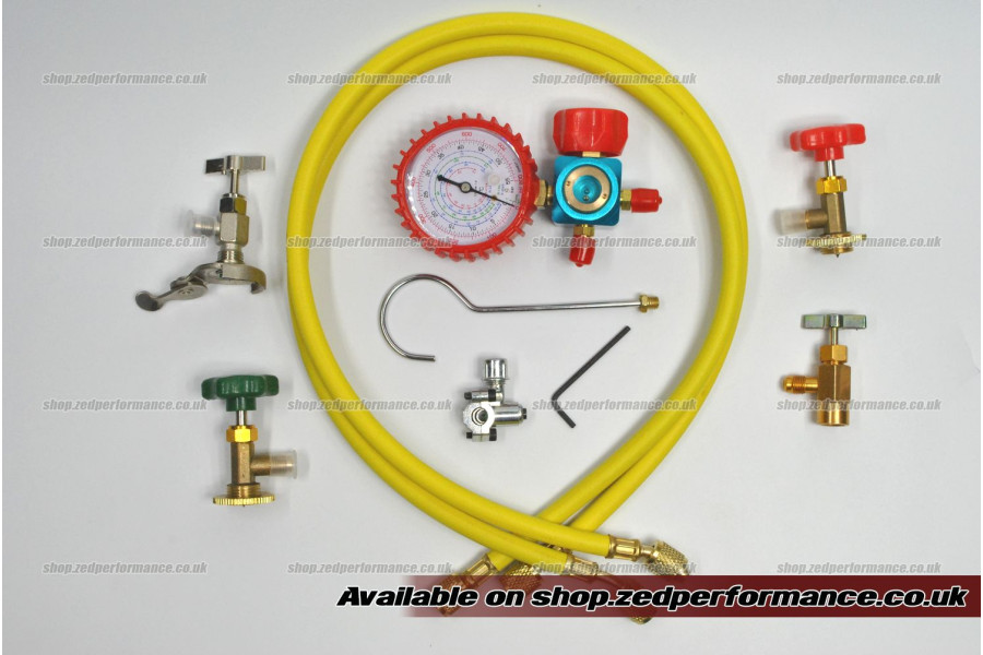 Refrigerant can recharging set 
