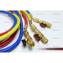 AC charging hoses with shut-off valves AC charging hoses with shut-off valves