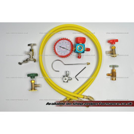 Refrigerant can recharging set 