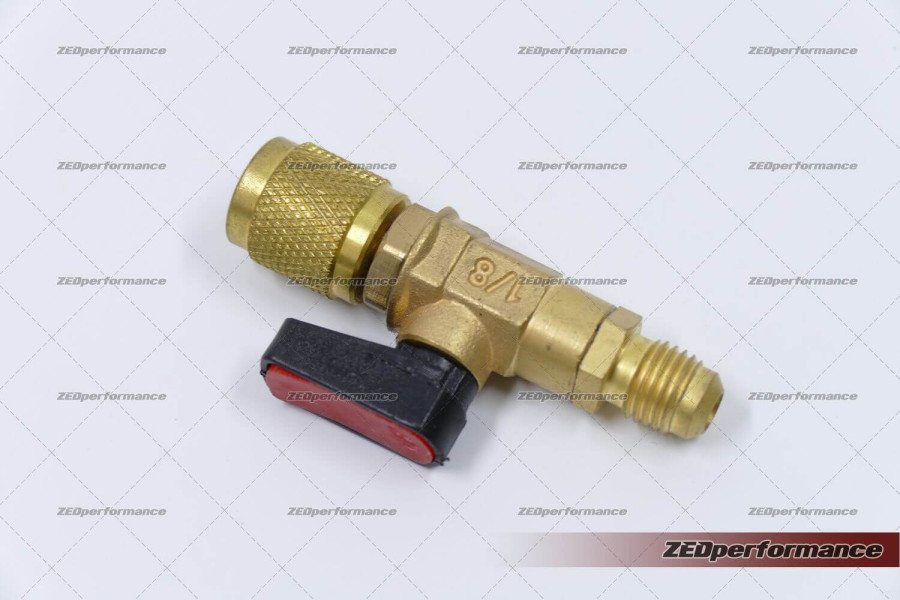AC charging hose shut-off valve