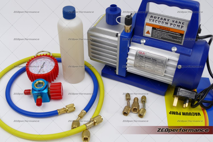 AC recharge vacuum pump with single gauge 